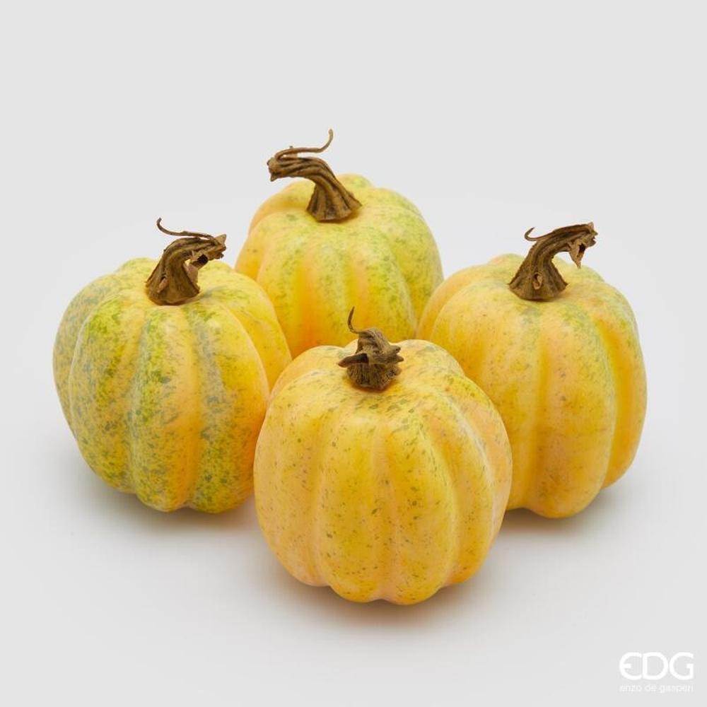 EDG Citrouille ronde jaune-verte H 12 - Lot de 4 pièces