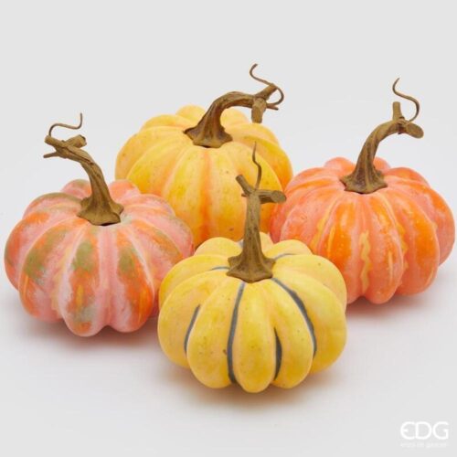EDG Citrouille ronde jaune-orange H 10 - Lot de 4 pièces