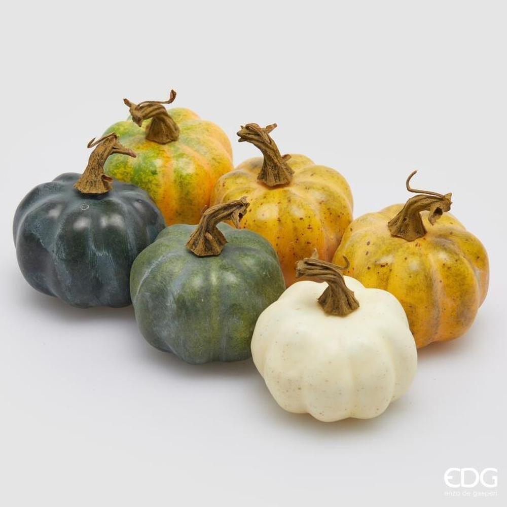 EDG Citrouille ronde jaune-verte H 8 - Lot de 6 pièces