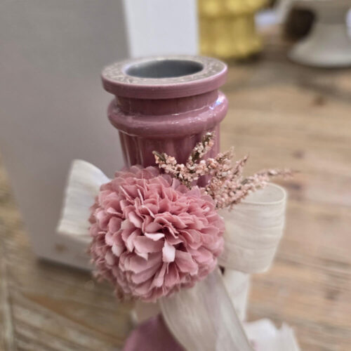 Fiori di Lena Candelabro in Ceramica Rosa Antico con Dalia Ø8xH17 cm - immagine 2