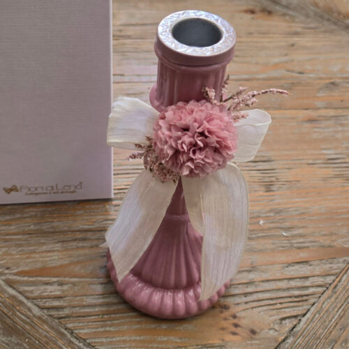 Alternative view of Fiori di Lena Candelabro Bomboniera con Dalia Rosa Antico e Confezione Regalo Ø9xH20