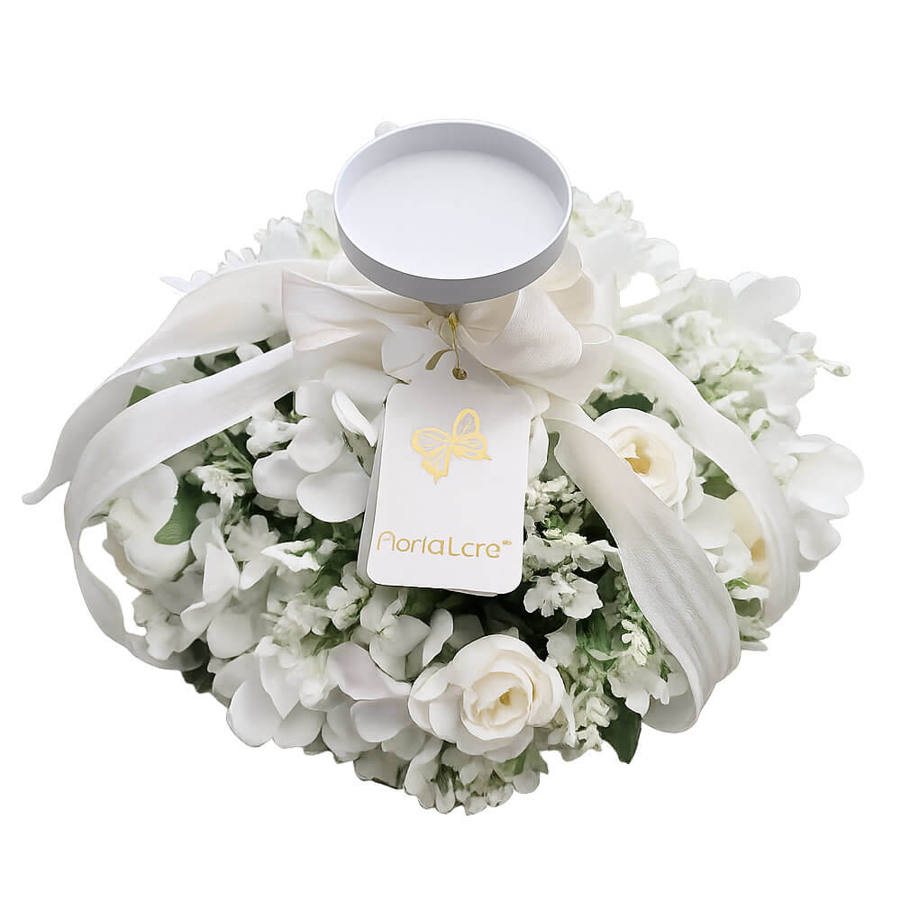 Candelabro Fiori di Lena con Hortensias Blancas y Niebla Ø25 cm - Imagen 3