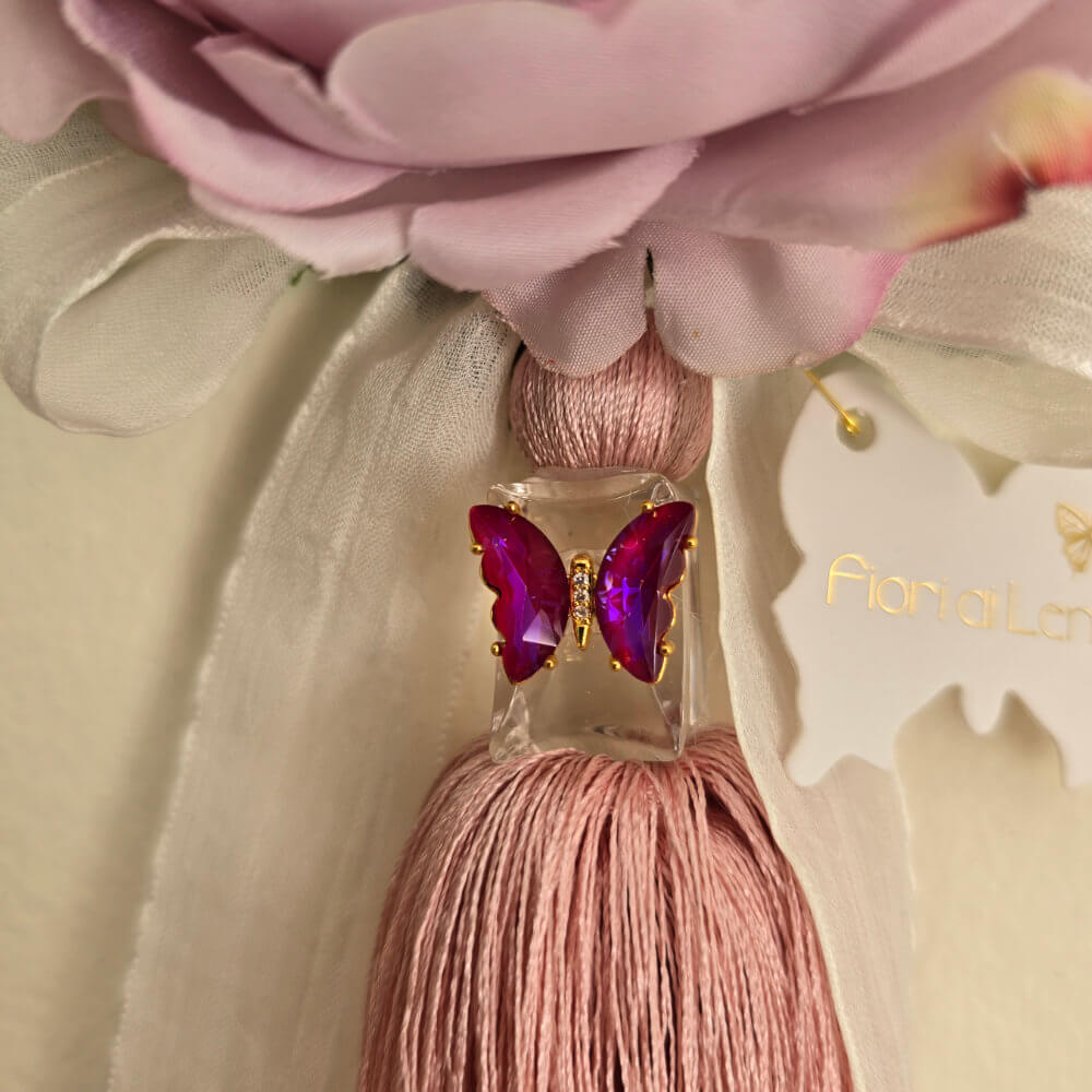Fiori di Lena décoratif en nappa avec pivoine et hortensia avec papillon H 30 cm – Image 2