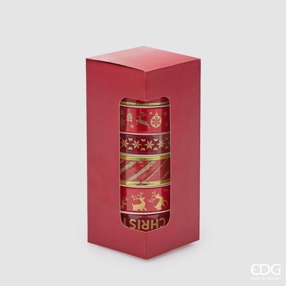 EDG Set 8 Nastri Natalizi Rosso Mix
