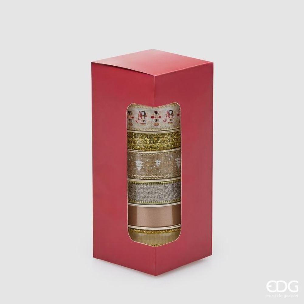EDG Set 8 Nastri Natalizi Glitter Bronzo