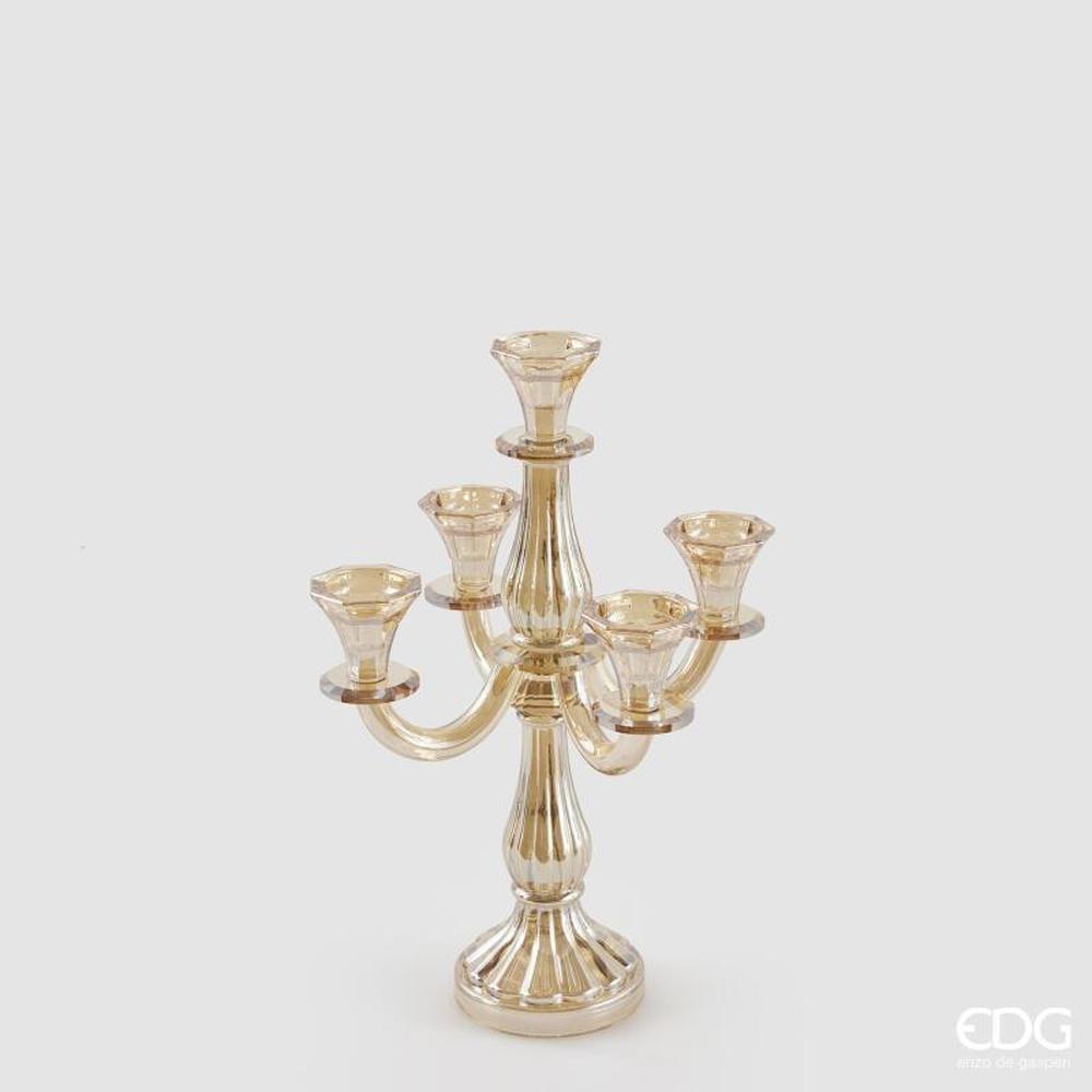 EDG Portacandela Crystal Sinuoso Ambra H 35