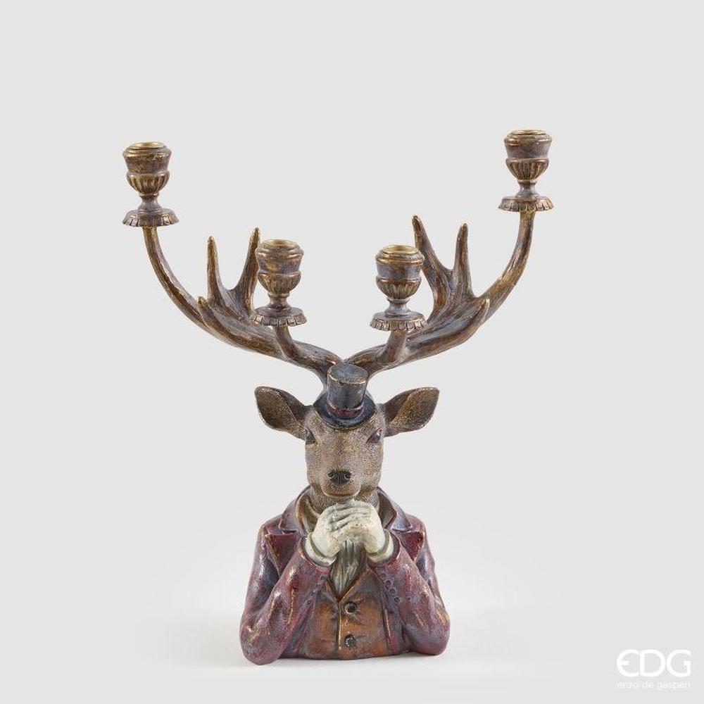 EDG Portacandela Renna Boheme Bordeaux X4 H 43 - immagine 2