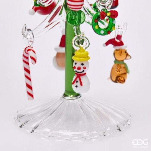EDG Portacandela Pino Decorato Multicolor H 20 - immagine 3