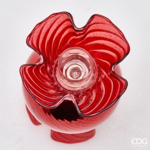 EDG Portacandela Caramella Rosso H 16 D 8 - immagine 3