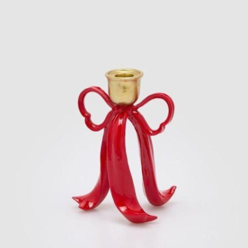 EDG Portacandela Fiocco Rosso Oro H 16
