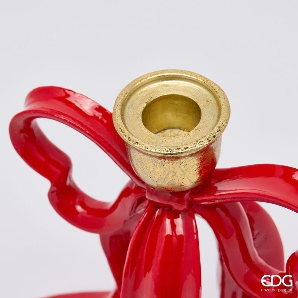 EDG Portacandela Fiocco Rosso Oro H 20 - immagine 2