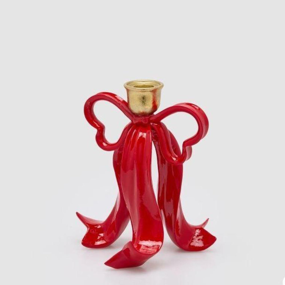 EDG Portacandela Fiocco Rosso Oro H 20
