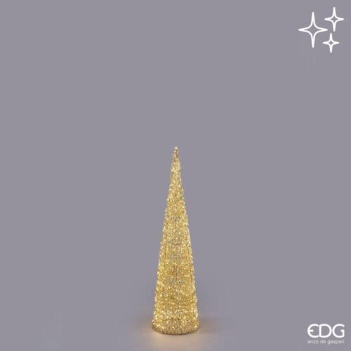 EDG Árbol LED rizado, cono dorado, 120 de altura - Imagen 3