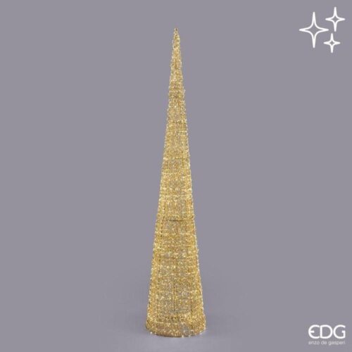 EDG Árbol LED rizado, cono dorado, 210 de altura - Imagen 3