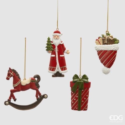 Alternative view of EDG Set 4 Adornos navideños de doble cara, verde y rojo, 10 cm de altura