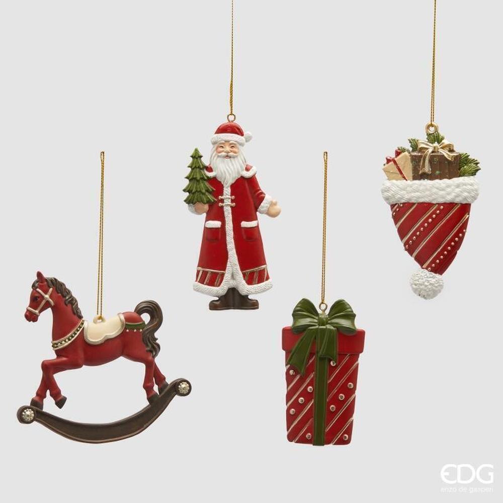 EDG Set 4 Adornos navideños de doble cara, verde y rojo, 10 cm de altura - Imagen 2