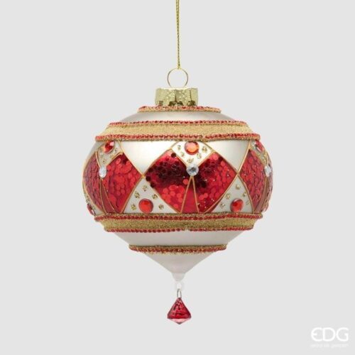 EDG Sfera a Forma di Pigna con Gemme Rosso Oro D 10