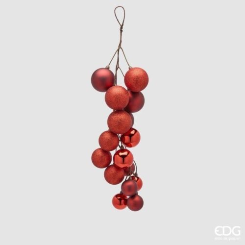 EDG Grappolo con Palline da Appendere Rosso 16pz 47 cm