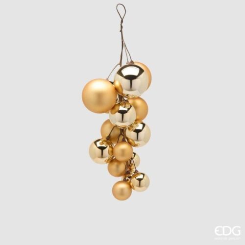 EDG Grappolo con Palline da Appendere Oro 15pz 45 cm