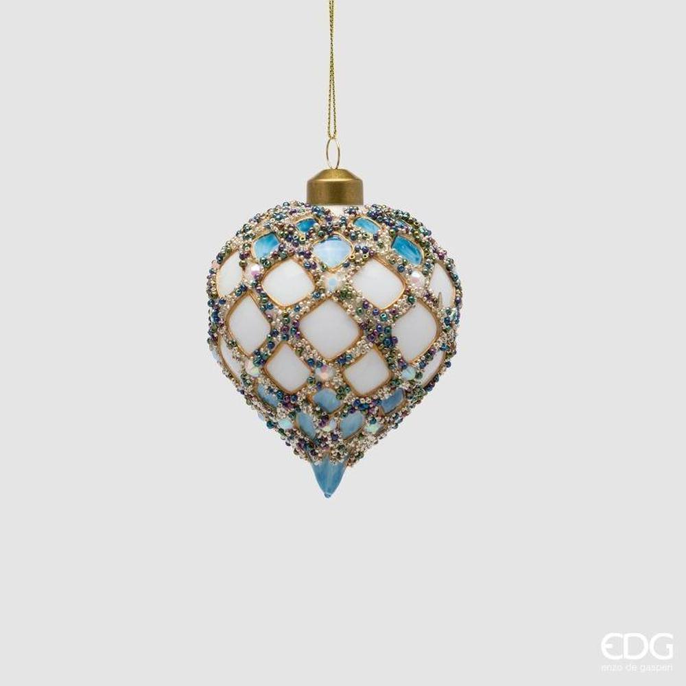 EDG Sfera a Forma di Pigna con Gemme Bianco Blu H 10