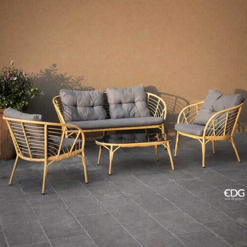Set da giardino Willow 4 pezzi EDG Enzo De Gasperi - alluminio nocciola