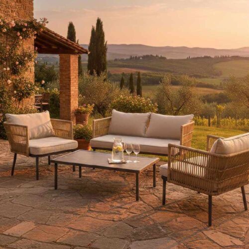 EDG Enzo de Gasperi Ensemble de jardin Righe 4 pièces - acier noisette