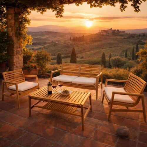 Enzo De Gasperi Ensemble de jardin EDG 4 pièces - bois de teck naturel