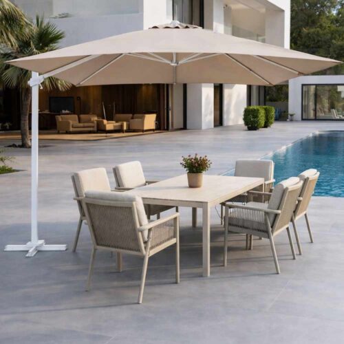 EDG Enzo de Gasperi parapluie de jardin carré - acier sable