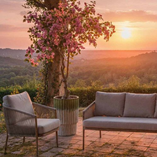 Alternative view of EDG Ensemble de jardin en corde 3 pièces - Gris clair