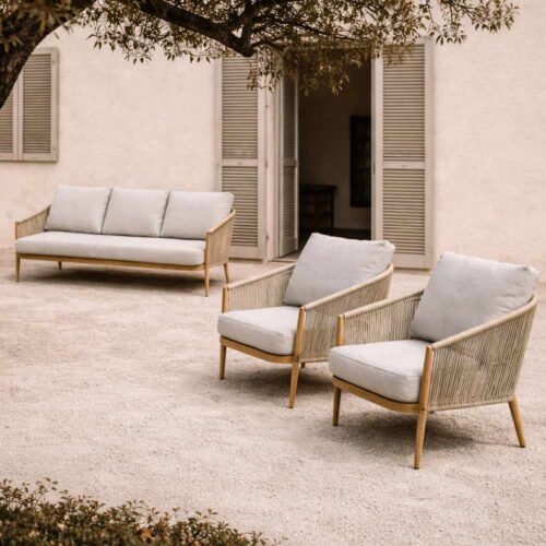 EDG Ensemble de jardin en corde 3 pièces - Gris clair