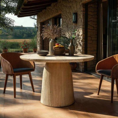 Table ronde d'extérieur en pierre EDG Enzo de Gasperi - resinpietra sabbia