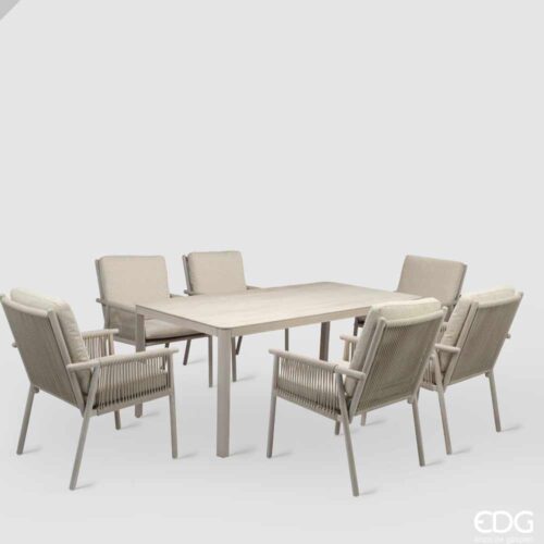 Alternative view of EDG Garden Set Stripes 7 Piece Lunch Set - Sand