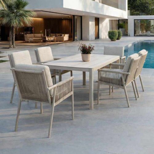 Ensemble de salle à manger de jardin Righe 7 pcs. EDG Enzo de Gasperi - aluminium sable