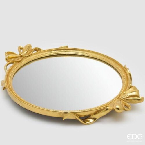 EDG Vassoio Decorativo Fiocchi Ovale Oro H 6 L 51
