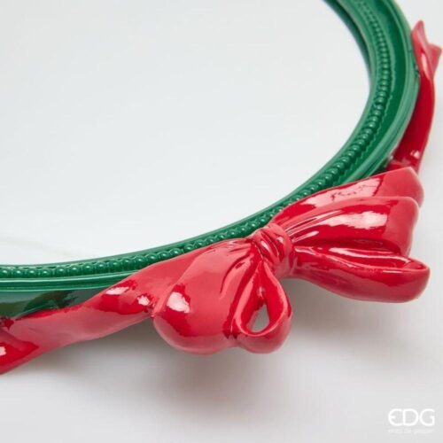 EDG Vassoio Decorativo Fiocchi Ovale Verde Rosso H 6 L 51 - immagine 2