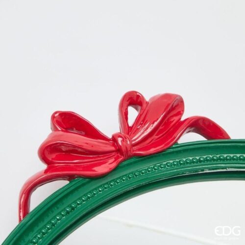 EDG Vassoio Decorativo Fiocchi Ovale Verde Rosso H 6 L 51 - immagine 3