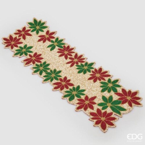 EDG Runner Rettangolare Stella di Natale Verde Rosso L 92 x 30