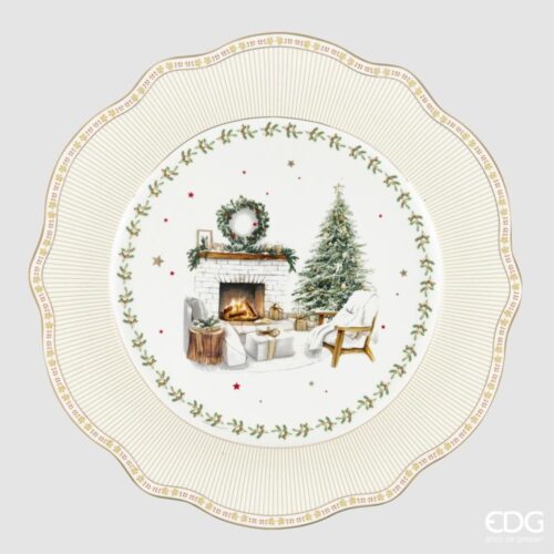 EDG Service de Table Cheminée Blanc Vert pour 6 personnes 24 Pcs – Image 12