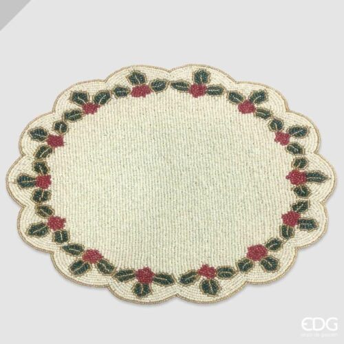 EDG Sottopiatto Vischio Rotondo Bianco Rosso D 35