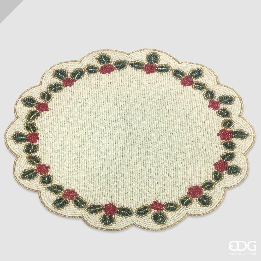 EDG Sottopiatto Vischio Rotondo Bianco Rosso D 35