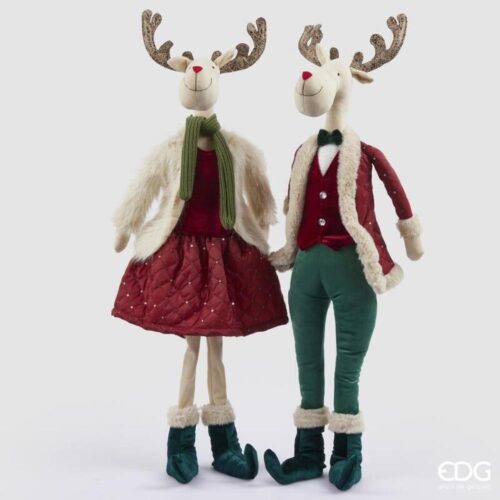 EDG Pareja de renos para él y para ella, verde y rojo, 75 H