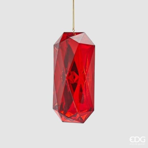 EDG Adorno de diamante rectangular para colgar, rojo, 14,5 de altura