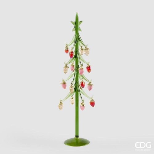 EDG Petit Sapin Pin Fraises Vert Rouge H 46 D 12,5