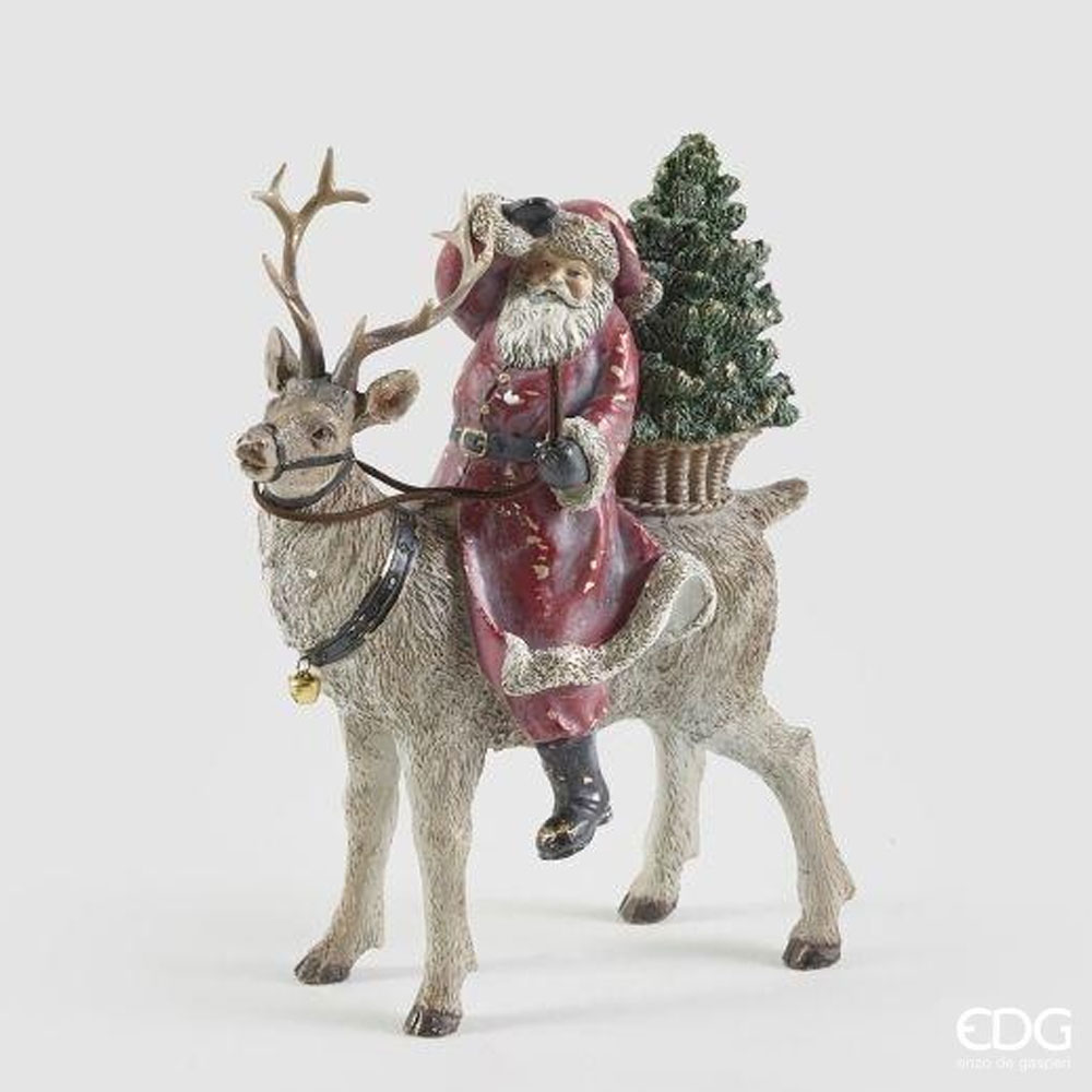 EDG Decoro Babbo con Renna Verde Rosso H 26 - immagine 5
