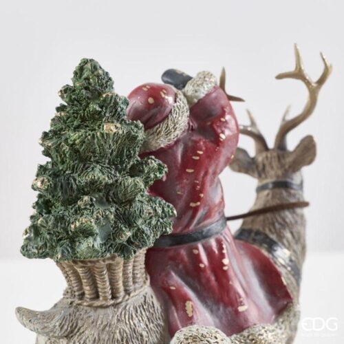 EDG Decoro Babbo con Renna Verde Rosso H 26 - immagine 4