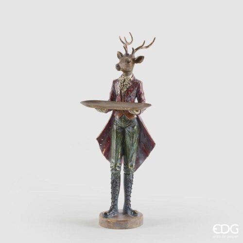 EDG Renna con Vassoio Verde Rosso H 60