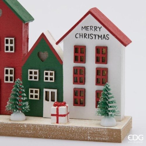 EDG Diorama Paesaggio Casette LED Red Mix H 12 L 19,5 - immagine 3