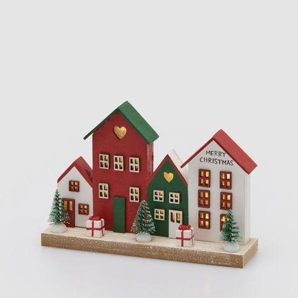 EDG Diorama Paesaggio Casette LED Red Mix H 12 L 19,5 - immagine 2
