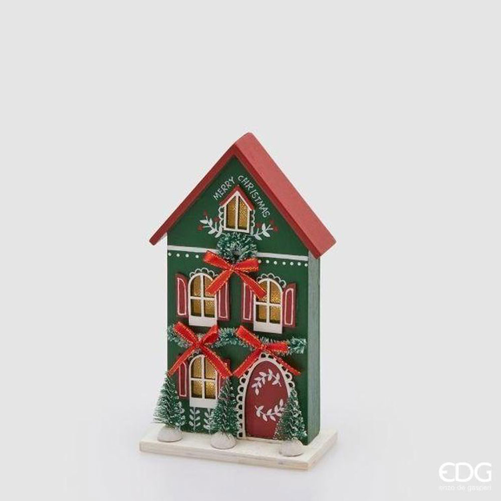 EDG Casetta Natalizia LED Verde Rosso H 19 L 11,5 - immagine 2