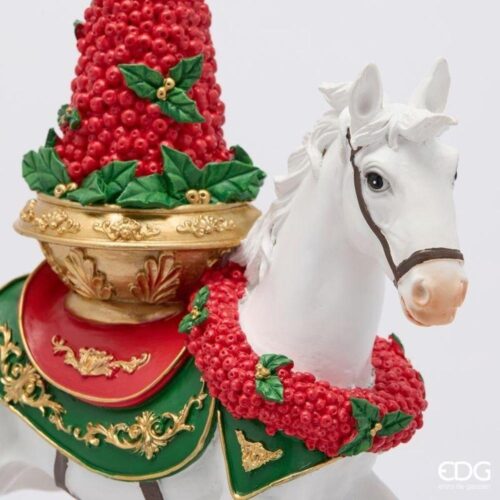 Alternative view of EDG Cavallo a Dondolo Natalizio Bianco Rosso H 43,5